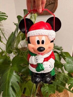 Disney Mickey Mouse Santa Christmas Popcorn Bucket Container